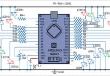 Fig. 1: Circuit diagram of the LED flasher using Arduino