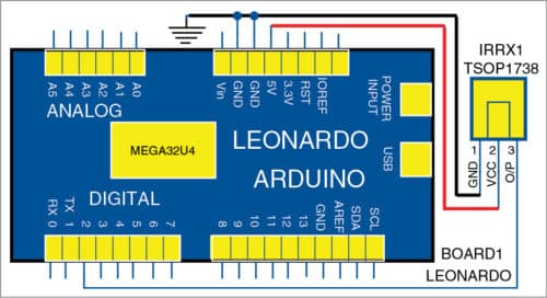 Fig. 3: Circuit diagram of the smart slide pointer using Arduino Leonardo
