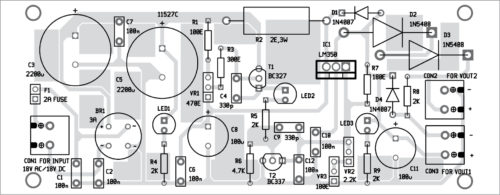 Fig. 3: Components layout for the PCB 