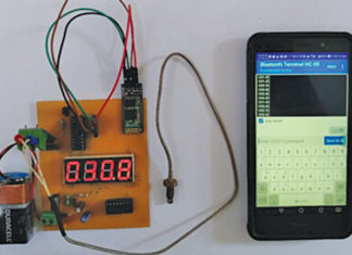 Output of Temperature monitoring System through Bluetooth terminal on smartphone