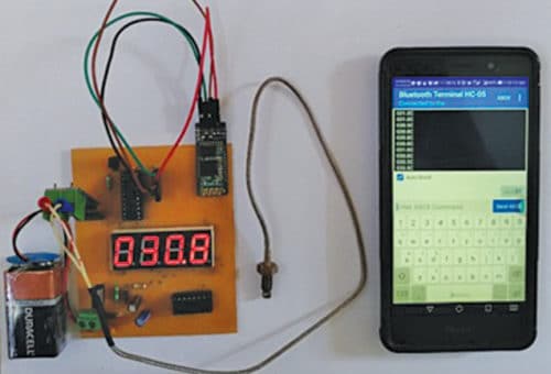Output of Temperature monitoring System through Bluetooth terminal on smartphone