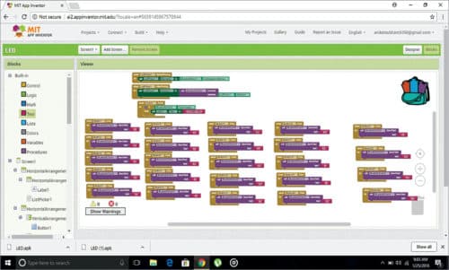 Screenshot of Designer section in MIT App Inventor