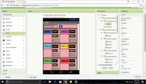 Screenshot of Blocks section in MIT App Inventor