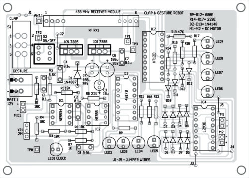 Components layout for the PCB shown in Fig. 3