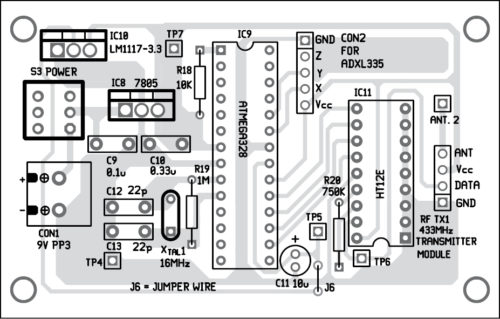 Components layout for the PCB shown in Fig. 5