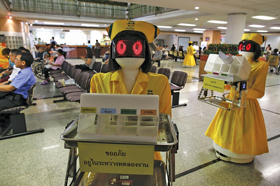 Robotic nurses in a hospital in Bangkok
