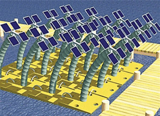 Fixing arrangement of solar panel with SunBOT stem
