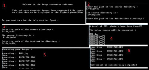 Snapshot of the sequence of steps for running Converter.exe software