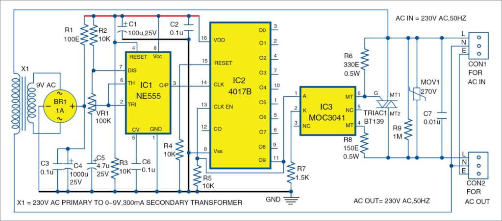 Circuit diagram of the power-on delay timer