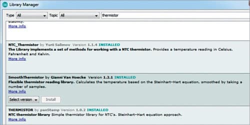 Installing library for temperature sensor