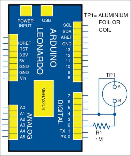 Circuit diagram of the capacitive touch keyboard