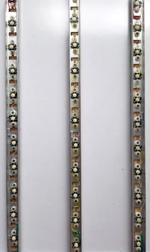 Three LED arrays placed in three aluminium T channels