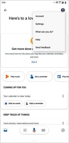 Settings in Google Assistant