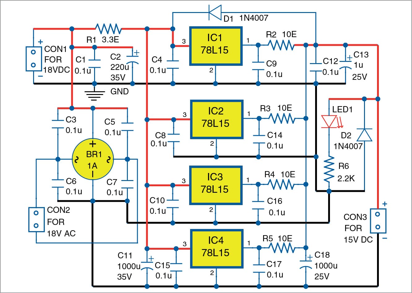 DIY: Low Noise Power Supply With Four ICs In Parallel