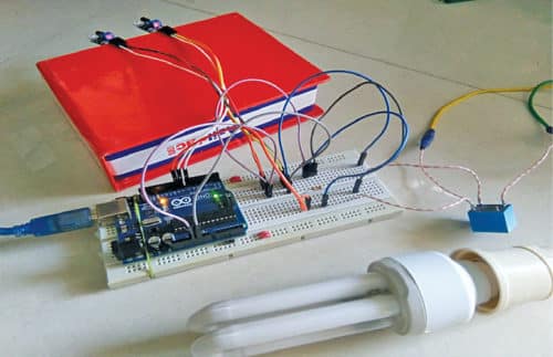 Author’s prototype for Automated Washroom Light Using IR Sensors