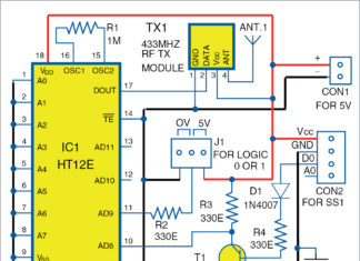 Circuit diagram of transmitter for Smart Irrigation System