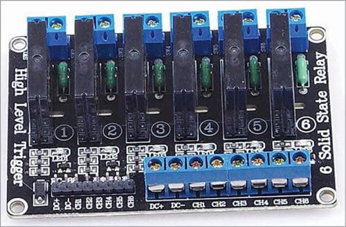 Typical 5V, six-channel solid-state relay module