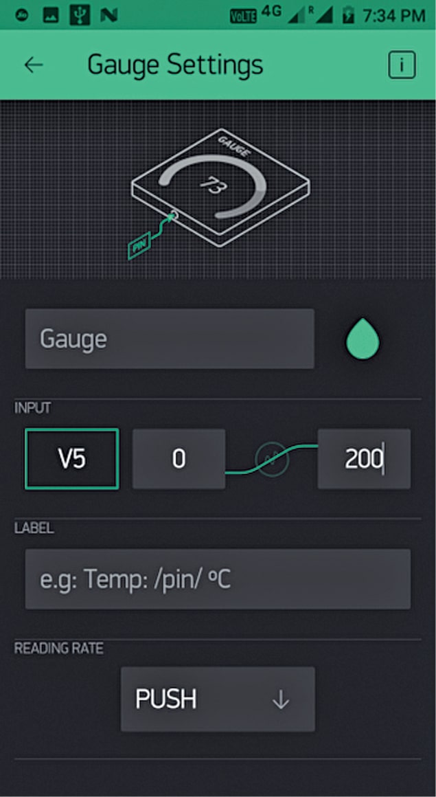 Gauge settings on mobile screen