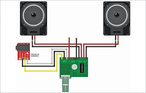 Connection of audio power amplifier with RPi 4 and speakers