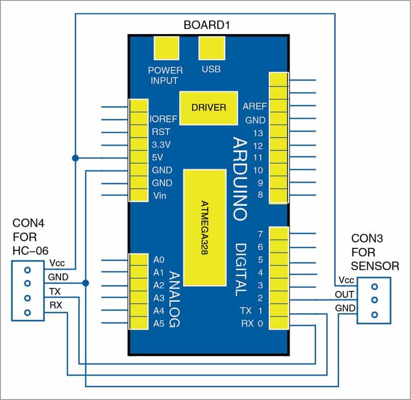 Circuit diagram for speed monitoring on smartphone