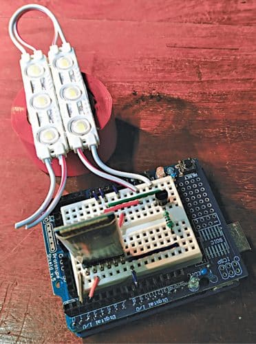 Bluetooth module with 12V white LEDFig. 1: Wiring diagram for the LED desk lamp