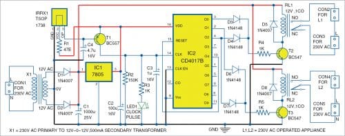 Two-channel remote control circuit