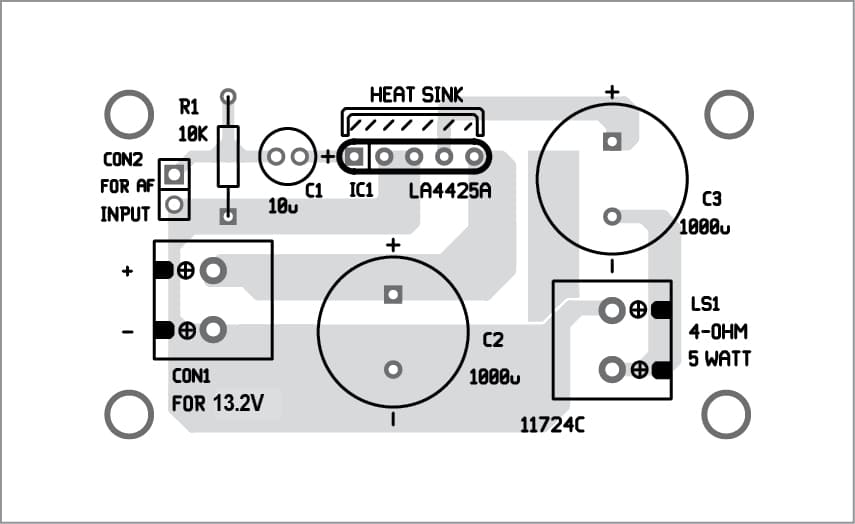 Mono AF Amplifier Simple 5W Mono Audio Amplifier Circuit