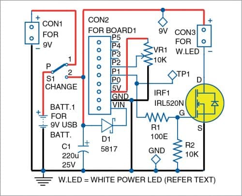 Circuit diagram of LED bike light