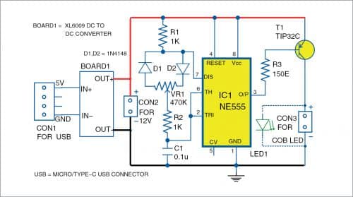 Circuit diagram of COB LED table lamp