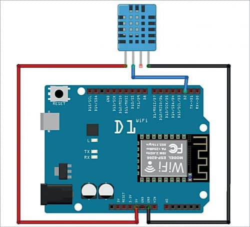 Interfacing of DHT11 sensor with WeMos D1 board