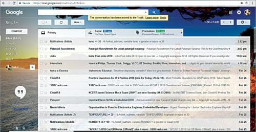 Email notifications in the inbox