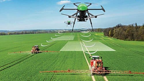 Use of agricultural drone in a farm