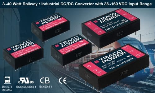 3-40 Watt Range of Railway / Industrial DC-DC Converters with 36~160 VDC Input