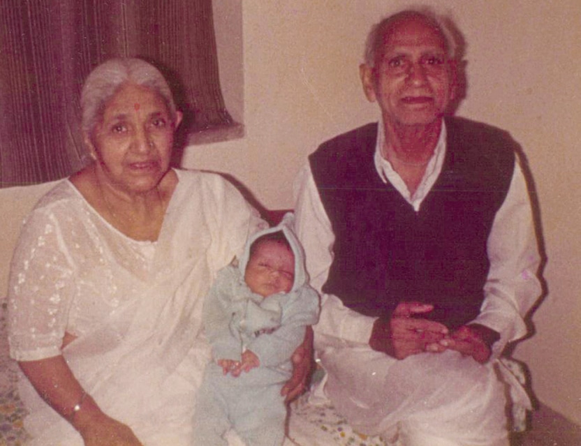 Amrit’s parents with his son Akshay