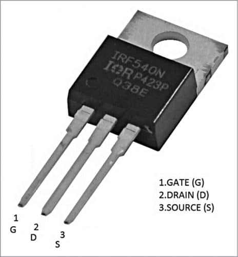 Pin details of MOSFET IRF540