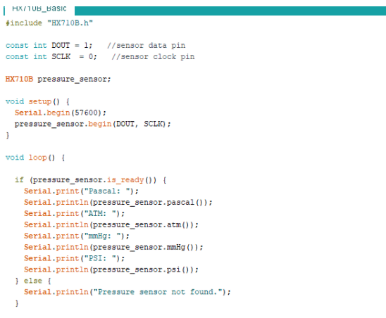 hx710b Pressure Sensor Arduino Code