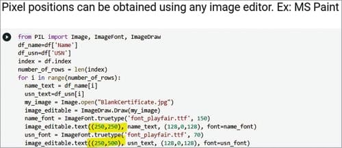 Third step in customising (pixel positions)