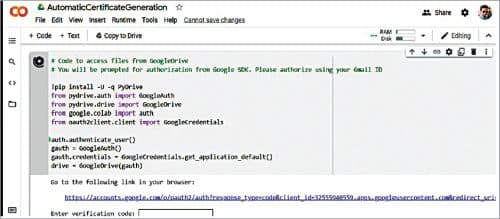 Authorising Colab to access drive