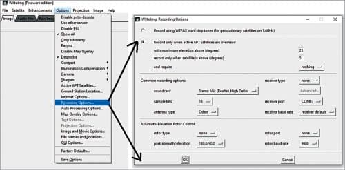 Sound Setting option under the WXtoImg Decoding Software