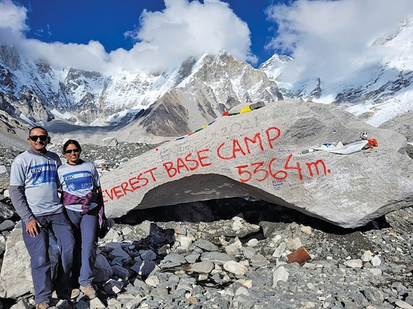 Venkata with wife Srilaxmi at Everest Base Camp Hike