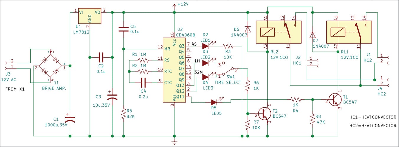 Energy Saver Circuit For Two Heat Convectors