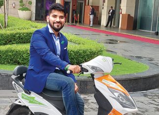 Akash Gupta, Co-founder & CEO riding Zypp Electric