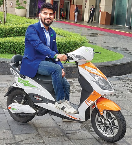 Akash Gupta, Co-founder & CEO riding Zypp Electric
