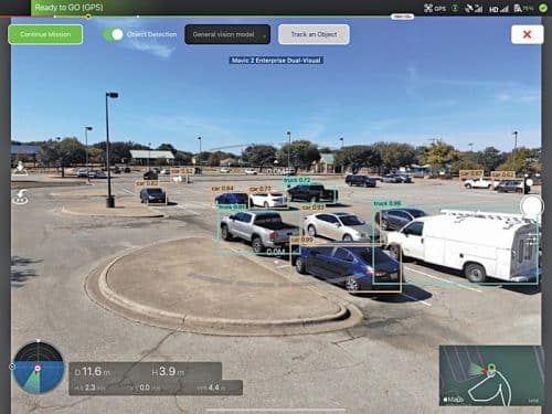Drone Skygrid, an airspace management system built on AI and blockchain, uses computer vision for near real-time object detection through a drone’s live video stream 