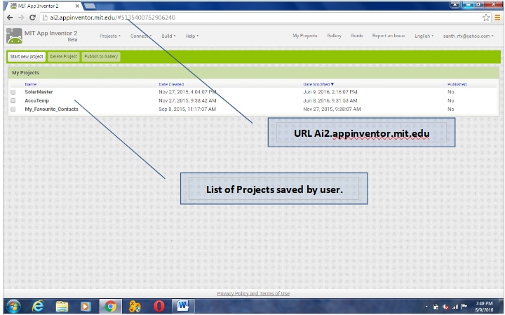 Fig 7: Opening Screen of App Inventor Android Developer