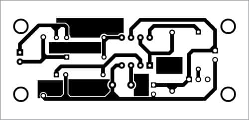 Actual-size PCB layout of the circuit