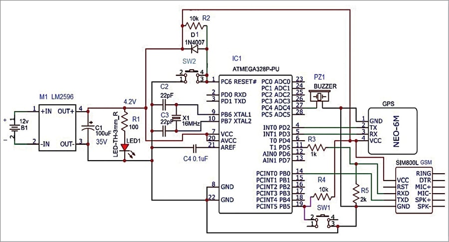 Smart SOS Device Circuit Connection