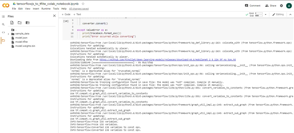  Convert TensorflowJS model to TFLite model