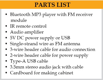 DIY MP3 Radio Player Parts