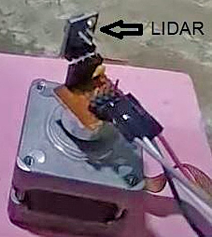 Lidar module attached to stepper motor